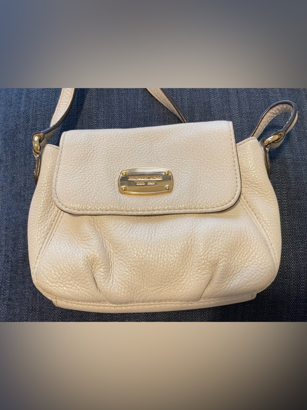 MICHAEL Michael Kors Cream Pebbled Leather Flap Crossbody